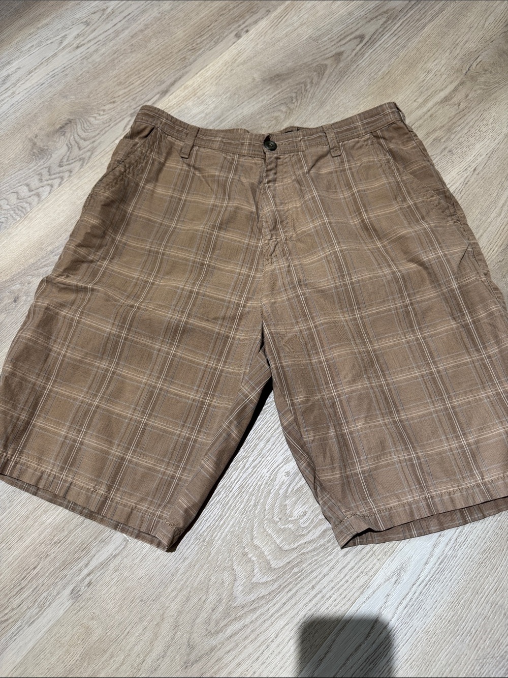 Billabong Brown Plaid Flat Front Shorts